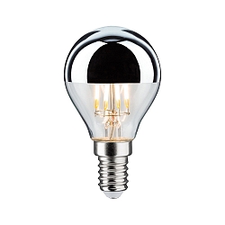 LED Filament Top mirrored Lamp Drop SILVER, 230V, E14, 4.8W 2700K 440lm, dimmable, clear