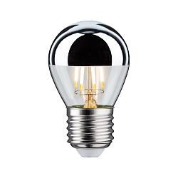 LED Filament Top mirrored Lamp Drop SILVER, 230V, E27, 4.8W 2700K 360lm, dimmable, clear
