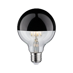 LED Deco Globe G95 Top mirrored Lamp BLACK CHROME, 230V, E27, 6.5W 2700K 600lm