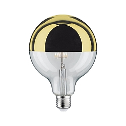 LED Deco Globe G125 Top mirrored Lamp GOLD, 230V, E27, 6.5W 2700K  600lm, dimmable, clear