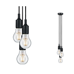 Pendant luminaire NEORDIC KETIL, 3 flames, 3x E27 max. 20W, black