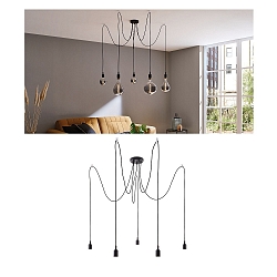 Pendant luminaire NEORDIC KETIL, 5 flames, 5x E27 max. 20W, individual, black