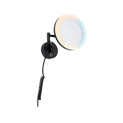 mirror with lighting MASUA IP44 - 3X ZOOM 3-fold, round, with flex arm, CCT Switch, tiltable IP44 / IP20, black matt 