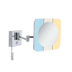 mirror with lighting JORA LED square, with switch, with jointed arm, CCT Switch, with plug IP44, chrome, white 