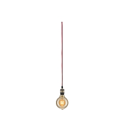 pendant luminaire NEORDIC ELDAR with switch, with plug E27, brushed nickel, red dimmable