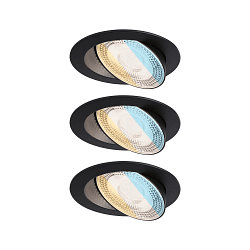 spot AUMUS round, set of 3 IP20, black matt dimmable