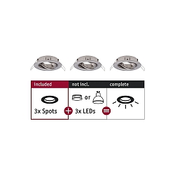 Set of 3 Recessed luminaire CHOOSE, swivelling, IP23, 230V, max. 3x 10W �5.1cm, iron brushed
