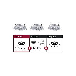 Set of 3 Recessed luminaire CHOOSE, sivelling, IP23, 230V, max. 3x 10W �5.1cm, alu turned