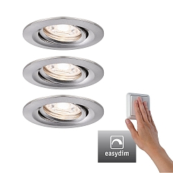 Set of 3 Recessed spot LED NOVA MINI PLUS with LED Module, IP23, swivelling, 230V, 4.2W 2700K 300lm 38�, dimmable, iron brushed