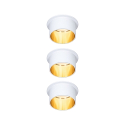 recessed luminaire GIL COIN LED round, rigid, set of 3 IP44, gold, white matt dimmable 470lm 2700K CRI >80