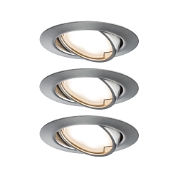 recessed luminaire BASE COIN swivelling, set of 3, switchable IP20, brushed iron  15W 370lm 3000K 100� 100� CRI > 80
