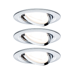 recessed luminaire NOVA LED round, swivelling, set of 3 GU10 IP23, chrome  19,5W 460lm 2700K 38� 38� CRI >80