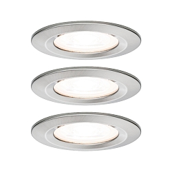 recessed luminaire NOVA LED round, rigid, set of 3 GU10 IP44, brushed iron  19,5W 460lm 2700K 38� 38� CRI >80