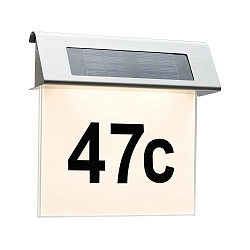LED House number luminaire SPECIAL LINE LED Solar lamp, IP44, 1x0,2W, stainless steel/white