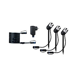LED Outdoor spotlight PLUG & SHINE Basic set earth spike Pike, 3x 3,5W, 3000K, 240lm, IP65, dimmable, anthracite
