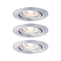 Set of 3 LED Recessed luminaire NOVA MINI with Module COIN, swivelling, alu turned
