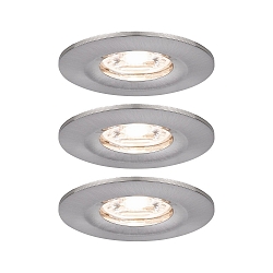 Set of 3 LED Recessed luminaire NOVA MINI with Module COIN, IP44, fixed, iron brushed