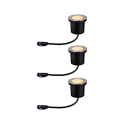 floor recessed luminaire FLOOR SET PLUG & SHINE set of 3, insect friendly IP67, anthracite, opal 