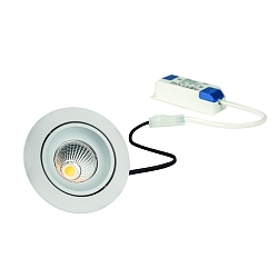 LED Recessed spot GAIL set of 1, round, 6W, 3000K, IP40, swivelling, On-Off, Plug&play, white