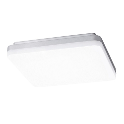 LED Ceiling luminaire SQUARE, 26 x 26 x 4.3cm, with motion detector, IP20, 18W 3000K 1100lm, white matt / silver