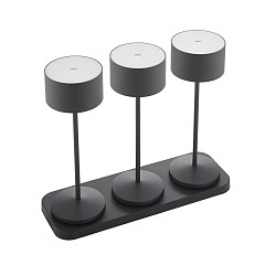 battery table lamp VELUNA set of 3 IP44, night black dimmable