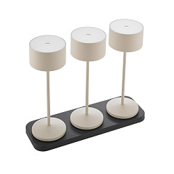 battery table lamp VELUNA set of 3 IP44, dune beige dimmable