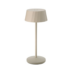 battery table lamp FACETTA IP44, dune beige dimmable