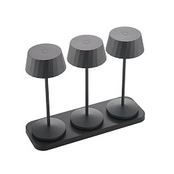 battery table lamp FACETTA set of 3 IP44, night black dimmable
