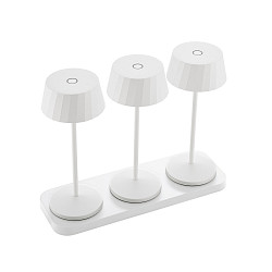 battery table lamp FACETTA set of 3 IP44, snow white dimmable