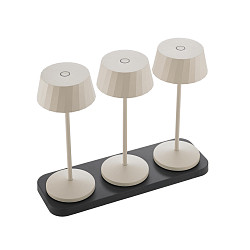 battery table lamp FACETTA set of 3 IP44, dune beige dimmable