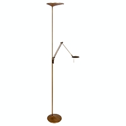 Steinhauer Floor lamp ZODIAC LED, 2 flames, with reading arm, bronze