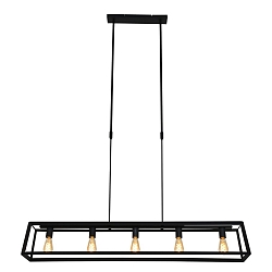 pendant luminaire BUCKLEY 5 flames, adjustable E27 IP20, black matt dimmable