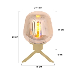 table lamp REFLEXION 1 flame E27 IP20, brass dimmable