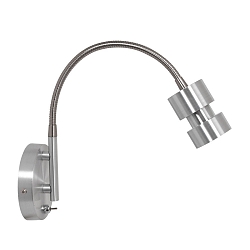 wall luminaire NATASJA with switch, with flex arm GU10 IP20, steel brushed dimmable