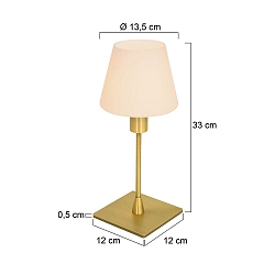 table lamp ANCILLA 1 flame, square E14 IP20, brass dimmable