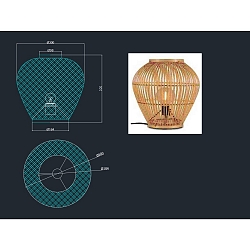 table lamp MAZE with switch E27 IP20, bamboo light, black 