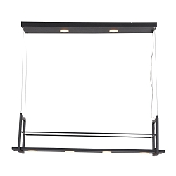 pendant luminaire T�R 6 flames, with shelf IP20, black matt dimmable
