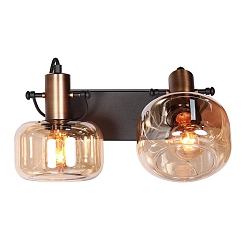 wall luminaire GLASLIC 2 flames, swivelling, rotatable E27 IP20, bronze, black dimmable