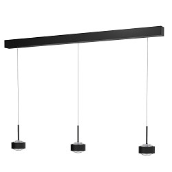 pendant luminaire PUK! PRO 120 MOTION 3 flames IP20, chrome, black matt dimmable