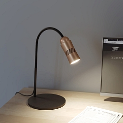 table lamp NEO! TABLE (LV) with flex arm, focusable IP20, copper, black matt dimmable