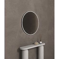 mirror with lighting FRAME CIRCLE IP20, black matt dimmable