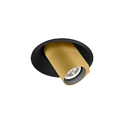 ceiling luminaire BLIEK ROUND 1.0 - LED cardanic swivelling, semi flush, with wire springs IP20, gold, black matt dimmable