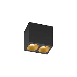 LED Ceiling luminaire PIRRO 2.0, 2 spots, 2x 4.5W 2700K, CRi >90, dimmable, black gold