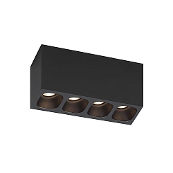 LED Ceiling luminaire PIRRO 4.0, 4 spots, 4x 4.5W 2700K, CRi >90, dimmable, black