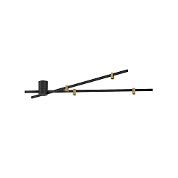 ceiling luminaire TRACE SPIN 1.0 down, 4 flames, with jointed arm IP20, champagner, mat, deep black dimmable