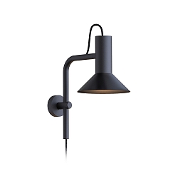 Wall luminaire ROOMOR 3.0 PAR16, 58cm, GU10, with connector cable, deep black, with shade 1.0