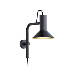 Wall luminaire ROOMOR 3.0 PAR16, 58cm, GU10, with connector cable, deep black, with shade 1.0