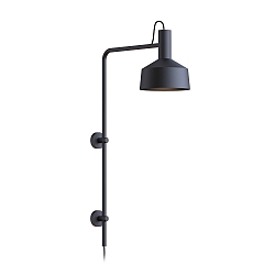 Wall luminaire ROOMOR 4.0 PAR16, GU10, with cable, deep black, with shade 2.0