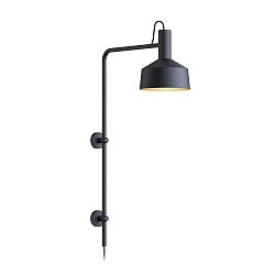 Wall luminaire ROOMOR 4.0 PAR16, GU10, with cable, deep black, with shade 2.0, deep black gold