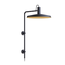 Wall luminaire ROOMOR 4.0 PAR16, GU10, with cable, deep black, with shade 4.0